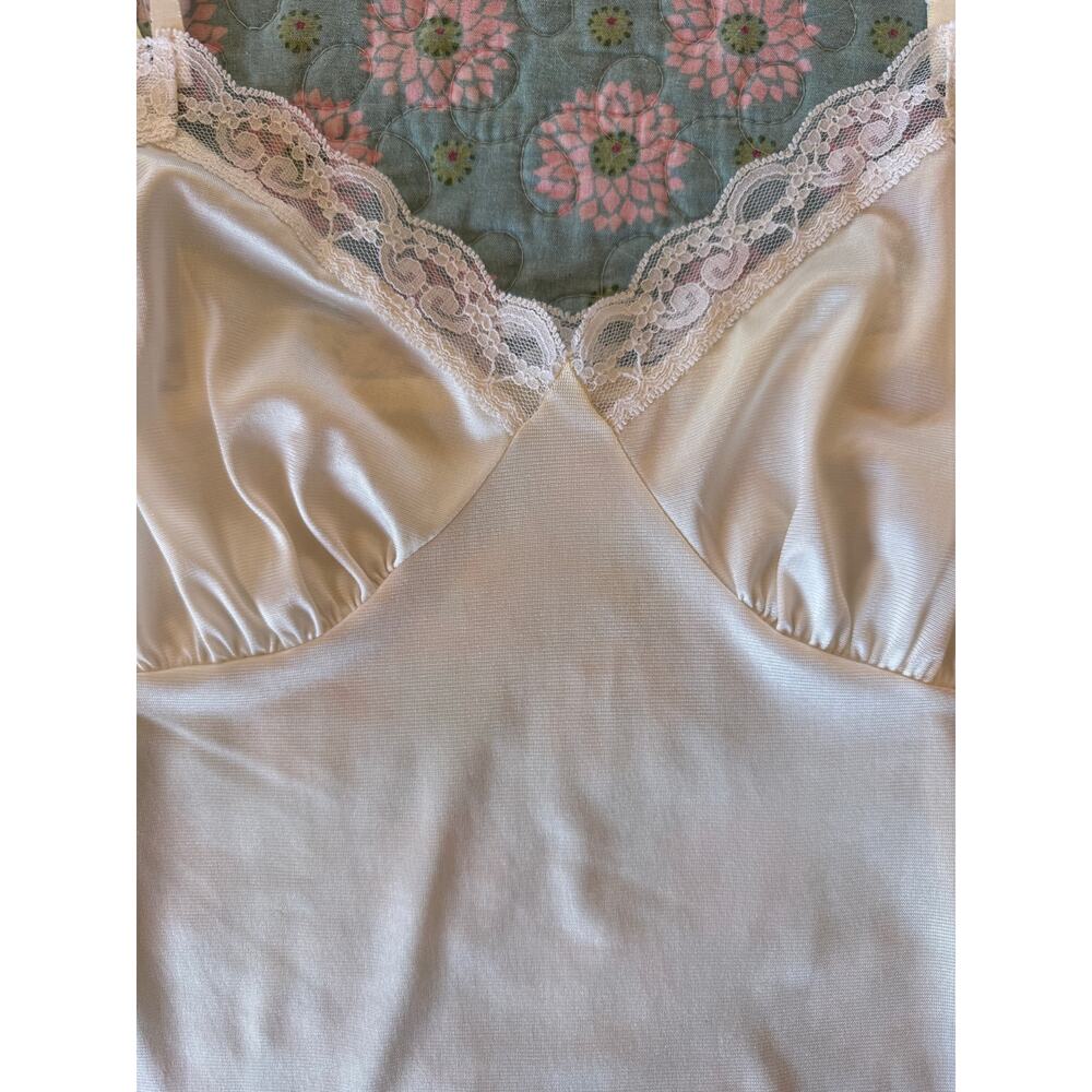 Vintage Ivory Satin Lace Camisole Size 38 USA Y2K 90s Lingerie Tank Top - Picture 3 of 7